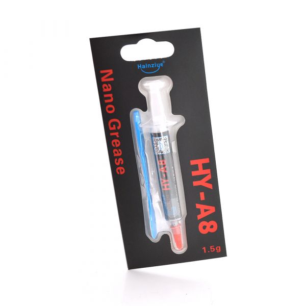 
					Професійна паста термопровідна HY-A8 1.5g, шприц, Grey,> 5.8W / m-K, 90000 МПа. С, <0.201 ° C-in² / W, -30 ° ≈280 °, 73CPS, Blister