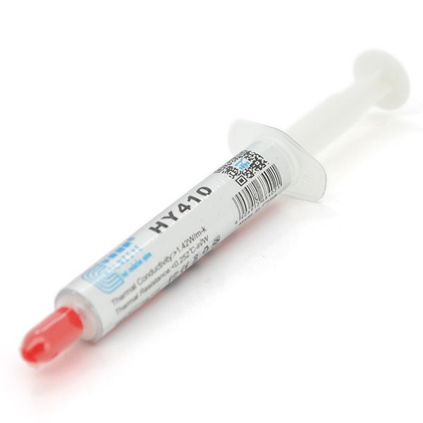 
					Паста термопровідна HY-410 2g, шприц, White,> 1,42W / m-K, <0.262 ° C-in² / W, -30 ° ≈280 °, В'язкість -1K cPs, OEM Q20