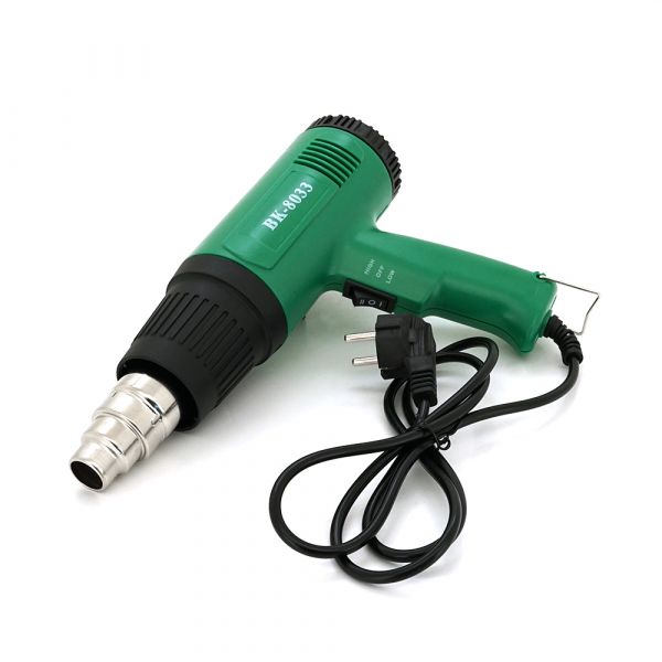 
					Фен BAKKU BK-8033 (пістолет) 1600Вт, зелений Box (252 * 233 * 80) 0,72 кг