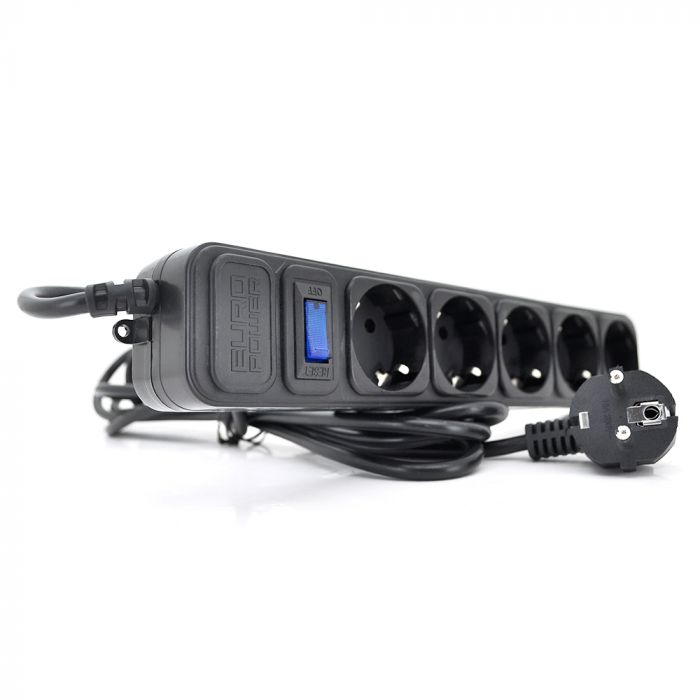 
					Мережевий подовжувач EUROPOWER EPB530, 220В, 5 розеток, 3 м, перетин 3х0,5мм, чорний, пакет Q50