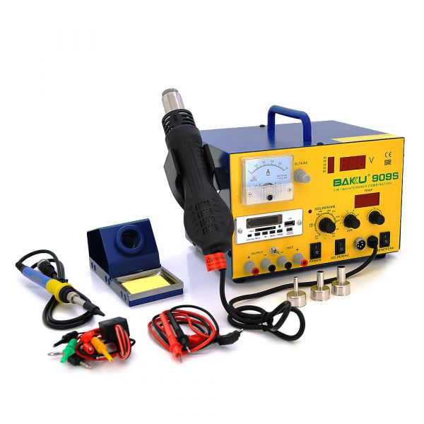 
					Паяльна станція BAKKU BK-909S цифрова індикація, паяльник + фен,  с внутр. БЖ 0-15В 1А, MP-3 (320*298*240) 4,4 кг