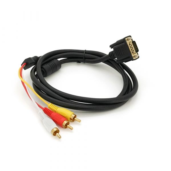 
					Кабель VGA (тато) -3RCA (тато) 1.5m, Black / Red, обплетення, пакет