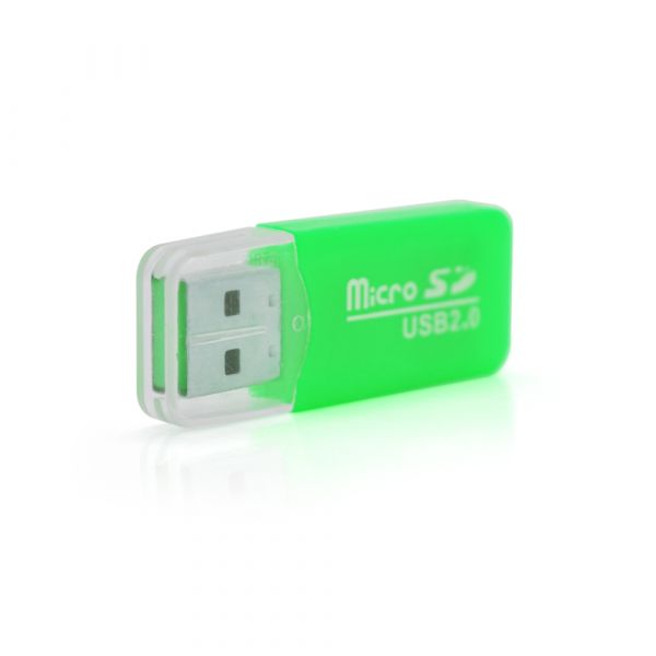 
					Кардрідер універсальний MERLION CRD-1GR TF / Micro SD, USB2.0, Green, OEM Q1500