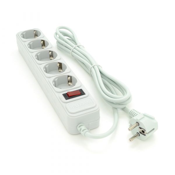 
					Мережевий подовжувач Maxxter SP5, 220В 10А, 5 розеток, 3 м, Gray, Q30