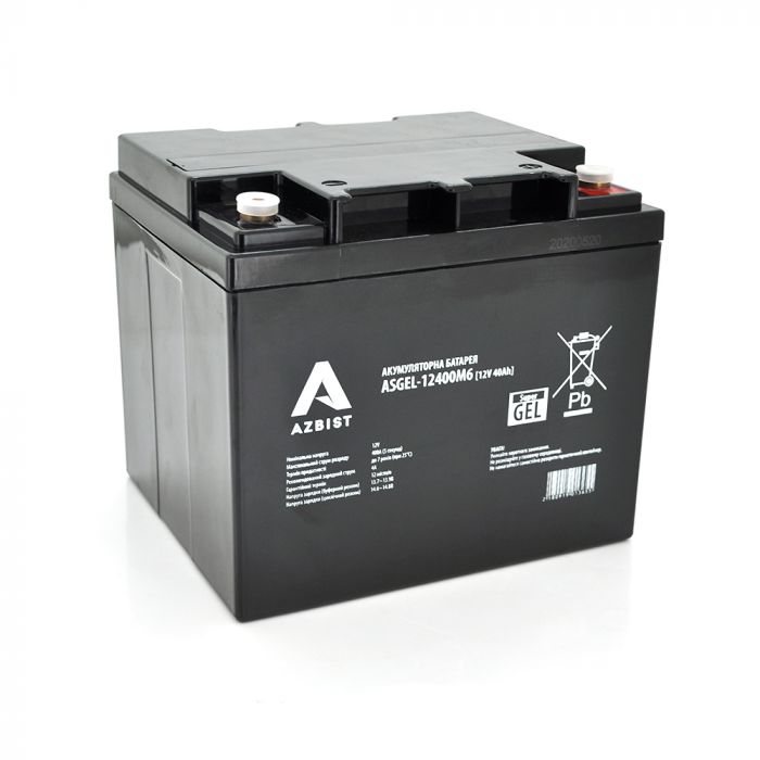 
					Аккумулятор AZBIST Super GEL ASGEL-12400M6, Black Case, 12V 40.0Ah (196 x165 x 173) Q1