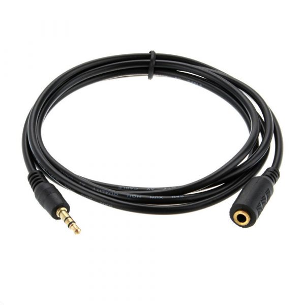 
					Подовжувач Audio DC3.5 тато-мама 5.0м, GOLD Stereo Jack, (круглий) Black cable, Пакет Q240