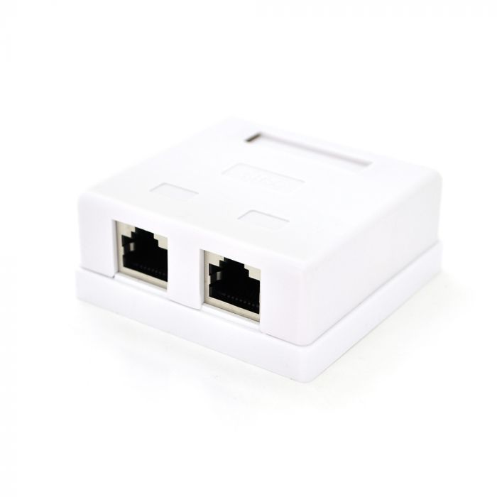 
					Розетка RITAR FTP 8P8C RJ45 2 порт Cat-5,  накладна біла Q500