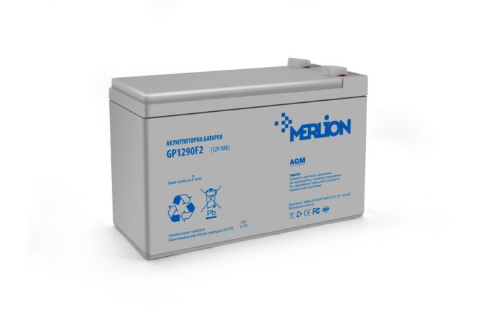 
					Акумуляторна батарея MERLION AGM GP1290F2 12 V 9 Ah (150 x 65 x 95 (100) 2 White Q10