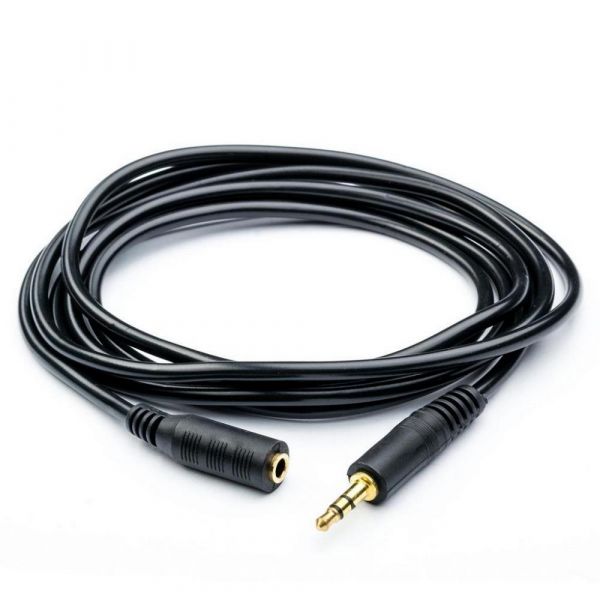 
					Подовжувач Audio DC3.5 тато-мама 3.0м, GOLD Stereo Jack, (круглий) Black cable, Пакет Q300