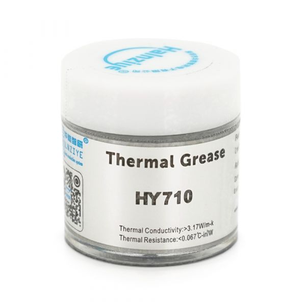 
					Паста термопровідна HY-710 10g, банку, Grey,> 3,17W / m-K, <0.067 ° C-in² / W, -30 ° ≈240 °, OEM Q38
