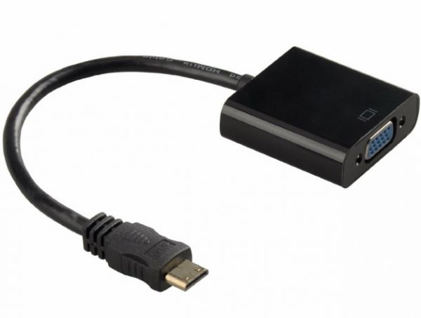 
					Конвертер mini HDMI (тато) на VGA (мама) 30cm, Black, 4K / 2K, Пакет