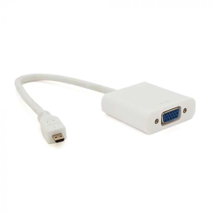 
					Конвертер micro HDMI (тато) на VGA (мама) 30cm, White, 4K / 2K, Пакет