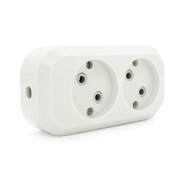
					Блок розеток для подовжувача 220V MERLION MBR-2W, 2 гнізда без заземлення Q160