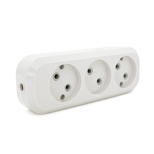 
					Блок розеток для подовжувача 220V MERLION MBR-3W, 3 гнізда без заземлення Q115
