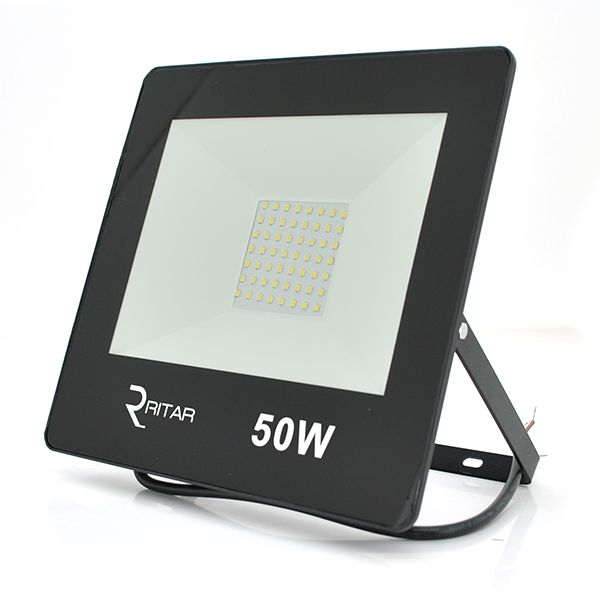 
					Прожектор SLIM LED RITAR RT-FLOOD50A, 50W, 56xSMD2835, IP65, 4000Lm, 6500K (100%), PF>0.9  Ra>70, 215*240*30mm, Q20