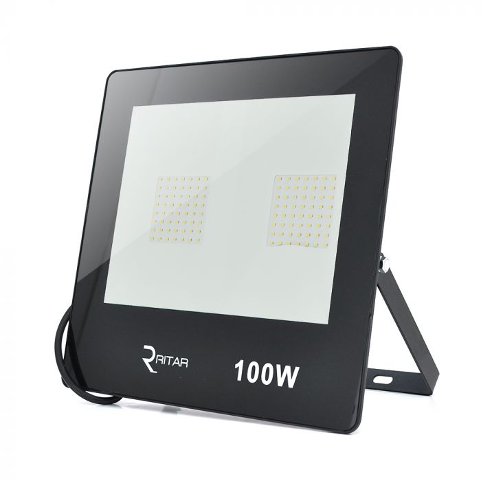 
					Прожектор SLIM LED RITAR RT-FLOOD100A, 100W, 112xSMD2835, IP65, 8000Lm, 6500K (100%), PF>0.9  Ra>70, 283*270*30mm, Q10
