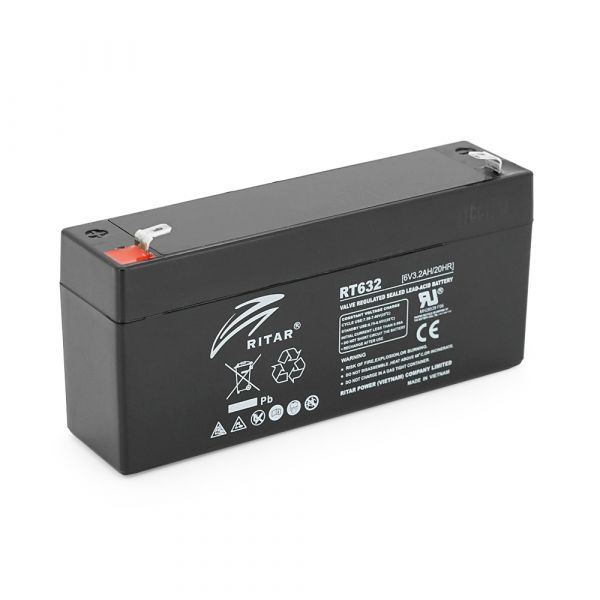 
					Акумуляторна батарея AGM RITAR RT632, Gray/Black Case, 6V 3.2Ah  ( 134х35х60 (66) ) Q10