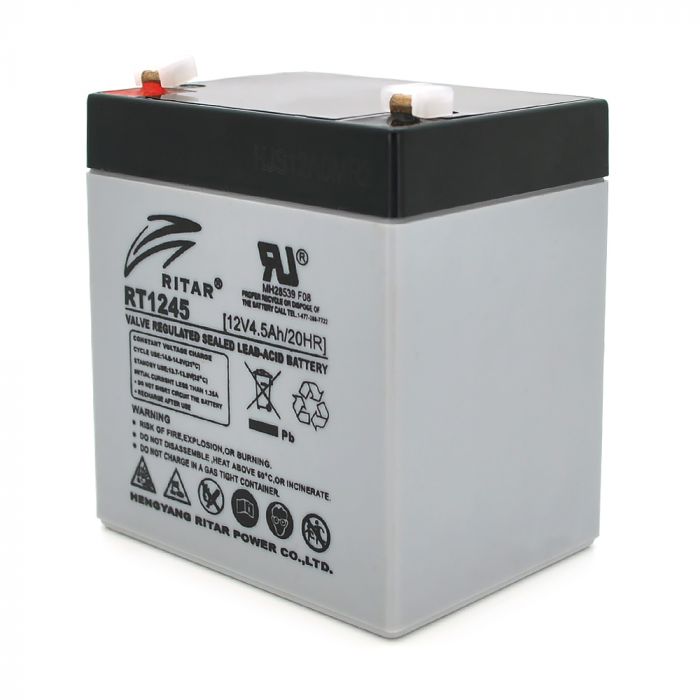
					Акумуляторна батарея AGM RITAR RT1245, Gray Case, 12V 4.5Ah ( 90 х 70 х 101 (107) ) Q10