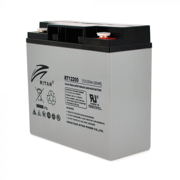
					Акумуляторна батарея AGM RITAR RT12200, Gray Case, 12V 20.0Ah ( 181 х 77 х 167 ) Q4