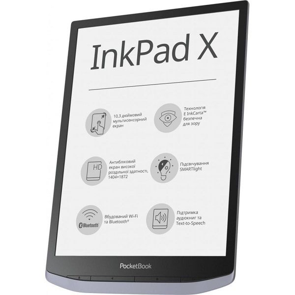 Електронна книга PocketBook InkPad X Metallic grey (PB1040-J-CIS)