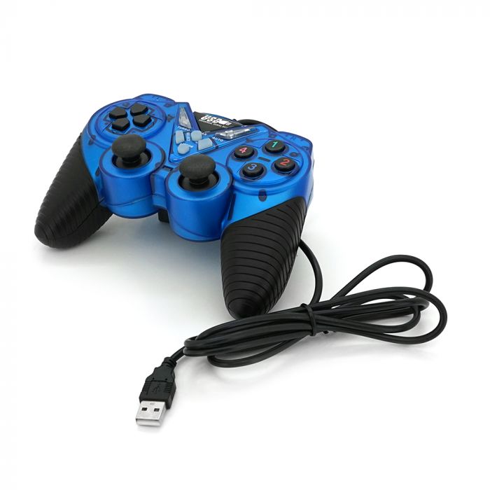 
					Геймпад проводной для ПК USB-908 USB 2.0 Double Shock (Blue)