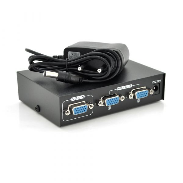 
					Активний спліттер VGA сигналу KV-FJ2502S 200MHz 2 Port, DC5V / 1A