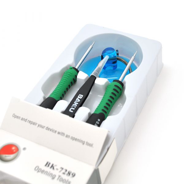 
					Набір інструментів BAKKU BK-7289-A для iPhone (+1.3, зірка 0.8, пінцет прямий, присоска), Blister-box