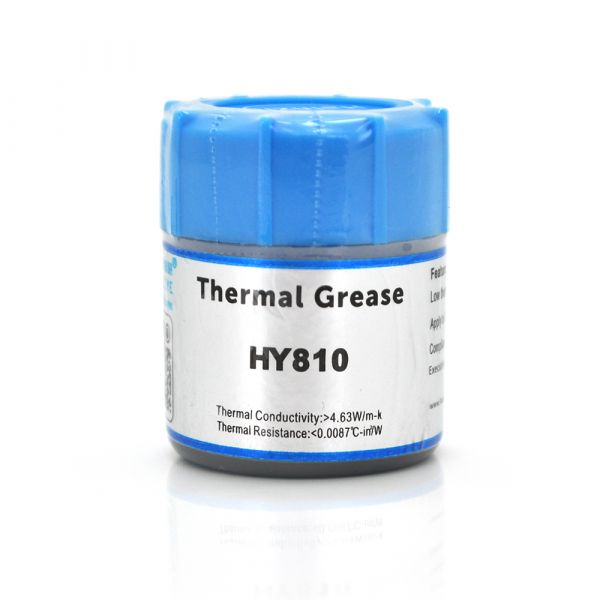 
					Паста термопровідна HY-810 15g, банку, Grey,> 4,63W / m-K, <0.0087 ° C-in² / W, -30 ° ≈280 °, OEM Q40
