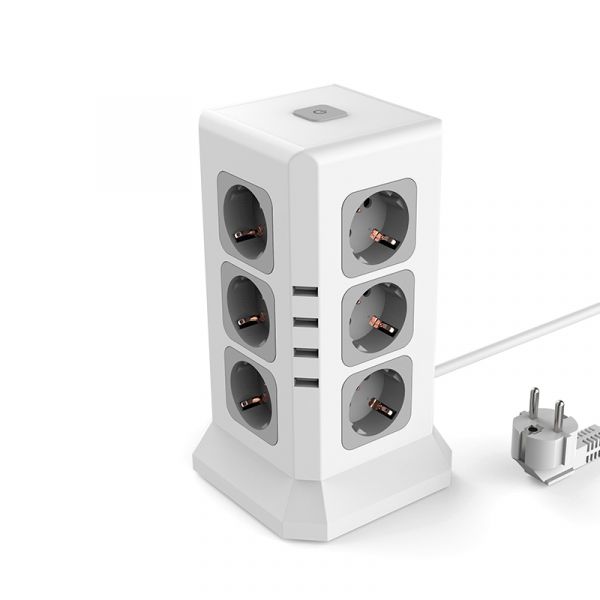 
					Мережевий фільтр SAFEMORE настільний, на 12 розеток + 4 USB виходи, 10A, 220-240V, 4000W, 2м, White