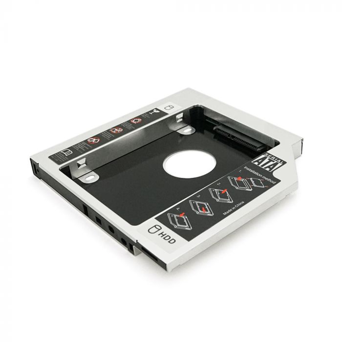 
					Адаптер підключення HDD 2.5 '' 12.7 mm в відсік приводу ноутбука SATA / mSATA (HDC-25), корпус aluminum+plastic, Blister, Q100