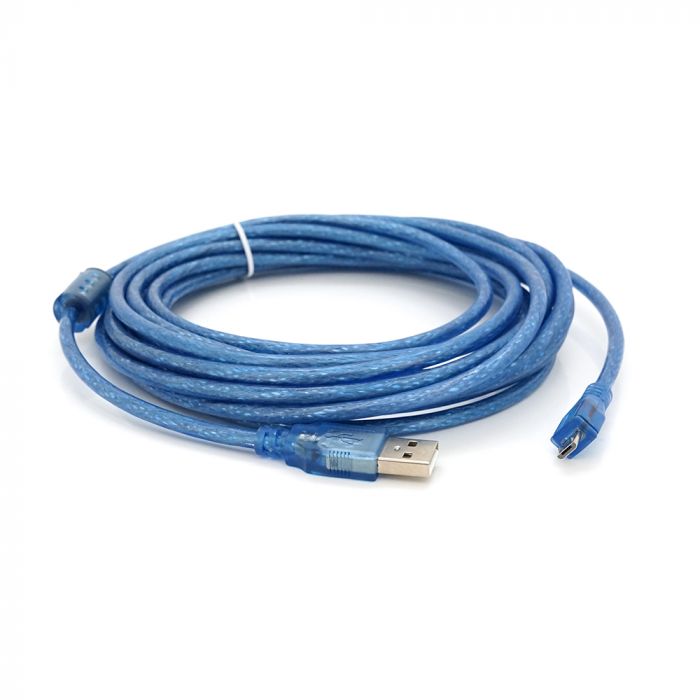 
					Кабель USB 2.0 (AM / Місго 5 pin) 5м, прозорий синій, Пакет