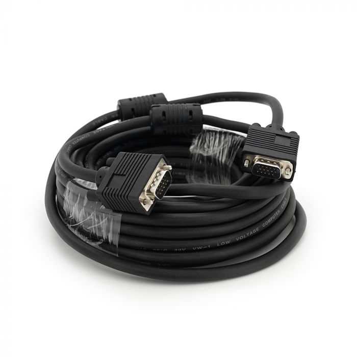 
					Кабель Merlion VGA 10m, male to male (тато-тато), 2 фериту, чорний, Пакет Q50