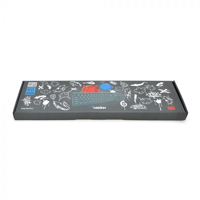 
					Клавиатура USB Merlion KB-ALFA, длина кабеля 135см, (Eng/Укр/Рус), (460х158х33 мм) Black, 104к, Q20