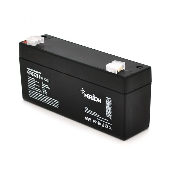 
					Аккумуляторная батарея MERLION AGM GP632F1 6 V 3,2Ah  ( 35 x 70 x  135 (120 ) ) Q20