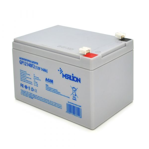 
					Акумуляторна батарея MERLION AGM GP1214F2 12 V 14 Ah ( 150 x 98 x  95 (100) )  Q6