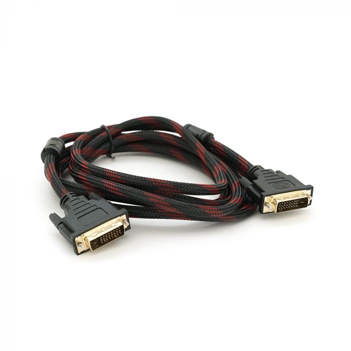 
					Кабель Merlion Dvi-Dvi 3.0m, 2 ФЕРИТ, обплетення, Black / Red, 24 / 24pin, (Пакет) Q100