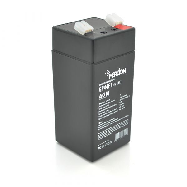 
					Акумуляторна батарея MERLION AGM GP44M1 4 V 4 Ah ( 47 x 47 x 100 (105 ) ) Q30