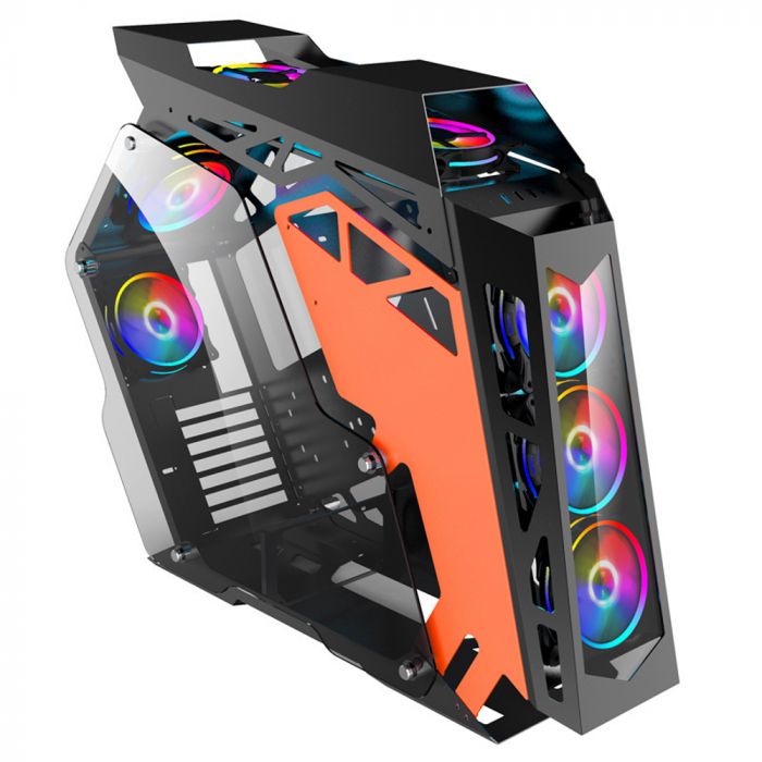 
					Корпус комп'ютерний - 0.8mm SPCC, ATX, 2x3.0 USB+Audio, Black/Orange, (755x220x595mm), без БЖ