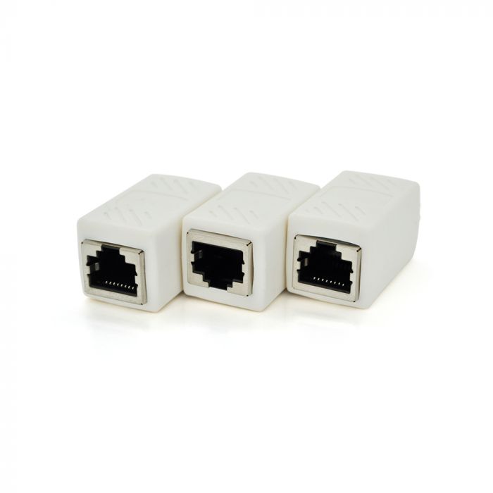
					З'єднувач RJ45 8P8C мама / мама RJ45 для з'єднання кабелю, екранований, білий, Q50