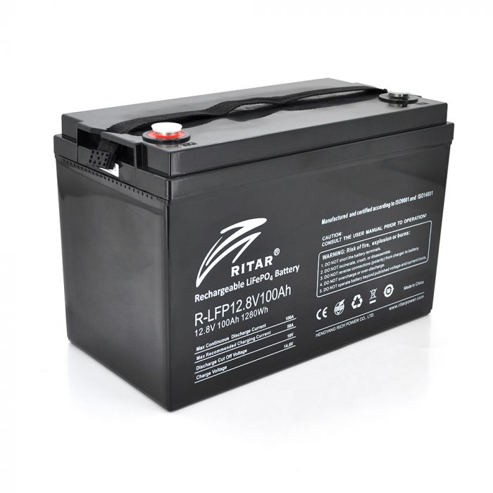 
					Акумуляторна батарея Ritar LiFePO4 12,8V 100Ah  1280Wh  ( 328 x 172 x 215 (220) Q1