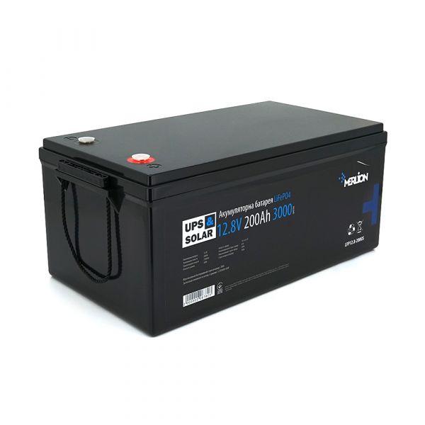 
					Літій-залізо-фосфатний акумулятор Merlion LiFePO4 12.8V 200AH, (522x270x225), 3000 циклів
