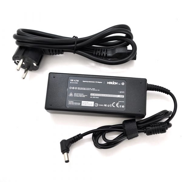 
					Блок живлення MERLION для ноутбукa HP 19V 4.74A (90 Вт) штекер 5.5 * 2.5мм, довжина 0,9 м + кабель живлення