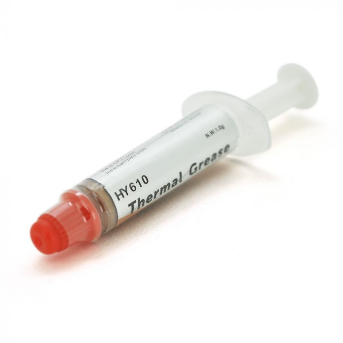 
					Паста термопровідна HY-610 1g, шприц, Gold,> 3,05W / m-K, <0.073 ° C-in² / W, -30 ° ≈280 °, В'язкість -1K cPs, OEM Q50