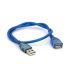
					Подовжувач USB 2.0 AM / AF, 0.5m, прозорий синій Q500