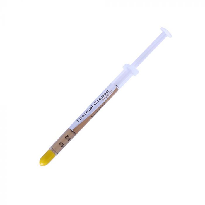 
					Паста термопровідна HY-610 3g, шприц, Gold,> 3,05W / m-K, <0.073 ° C-in² / W, -30 ° ≈280 °, В'язкість -1K cPs, OEM Q20