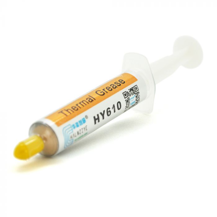
					Паста термопровідна HY-610 5g, шприц, Gold,> 3,05W / m-K, <0.073 ° C-in² / W, -30 ° ≈280 °, В'язкість -1K cPs, OEM Q20
