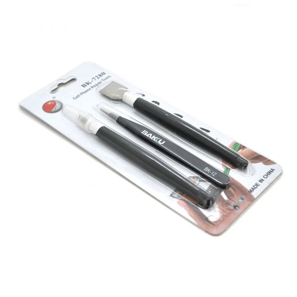 
					Набір інструментів BAKKU BK-7280-A (шпателёк, прямий пінцет, скальпель), Blister