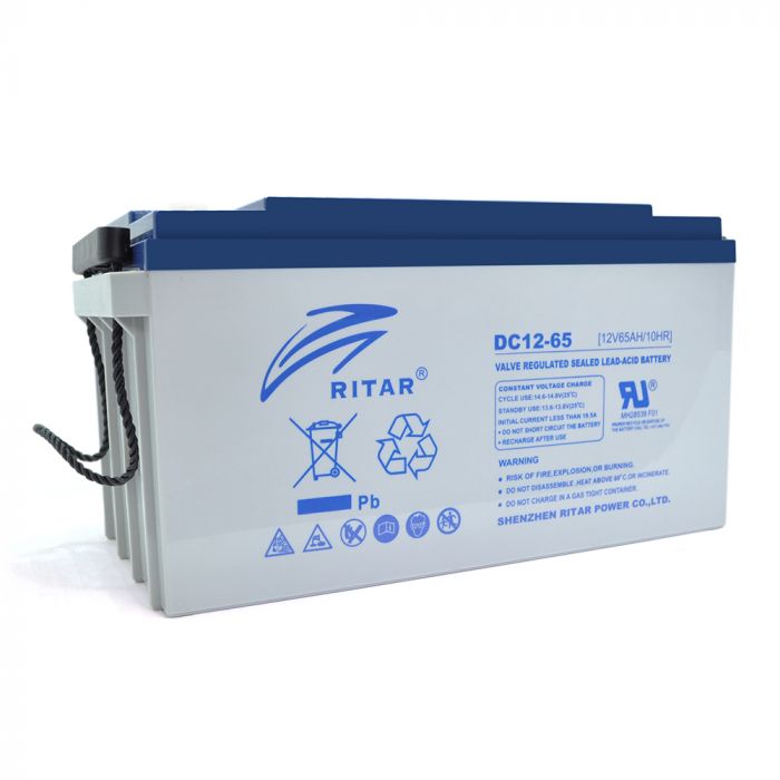 
					Акумуляторна батарея AGM RITAR DC12-65, Gray Case, 12V 65Ah ( 350 х 167 х 182 ) Q1