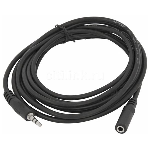 
					Подовжувач Audio DC3.5 тато-мама 0.5м, ССА Stereo Jack, (круглий) Black cable, Пакет