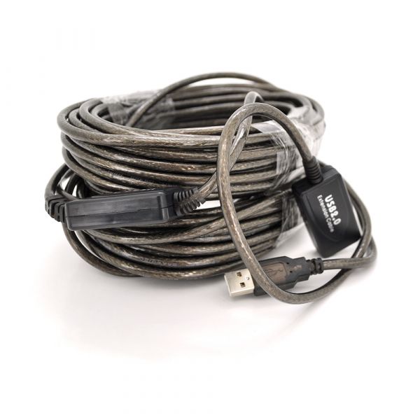
					Активний подовжувач USB 2.0 AM / AF, 20m, прозорий з чіпом Q50